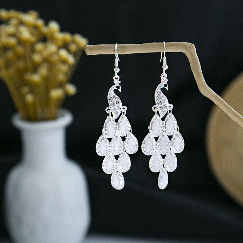 Anting Peacock Burung Merak Retro Tassel Bohemia Rumbai Bulu Etnik Vintage Korea Hijab Bali Hooks Ba