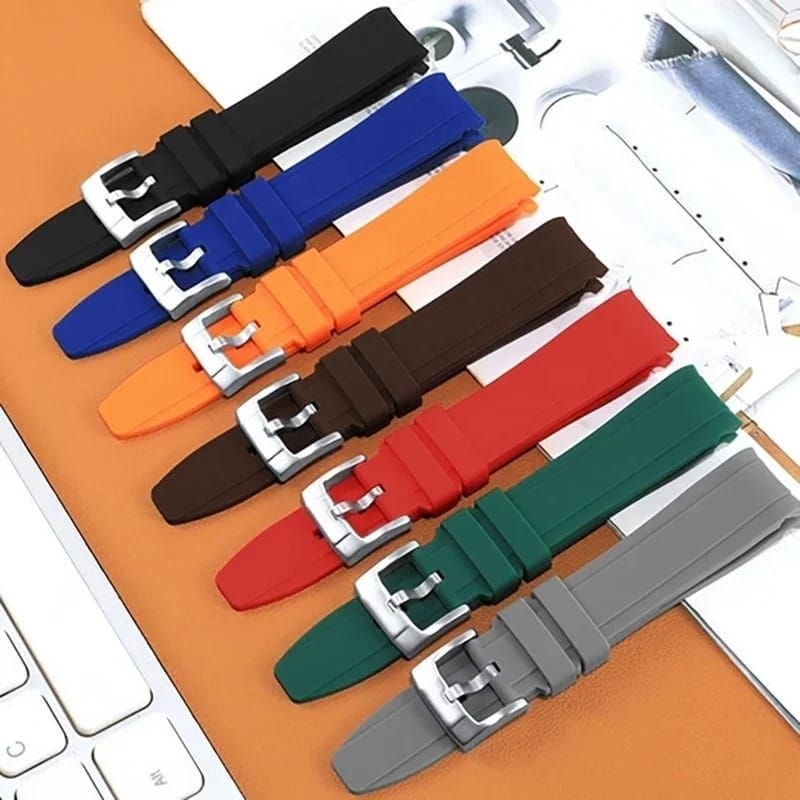 Curved End Rubber Strap Soft Silicone Diver Strap 18mm 20mm 22mm