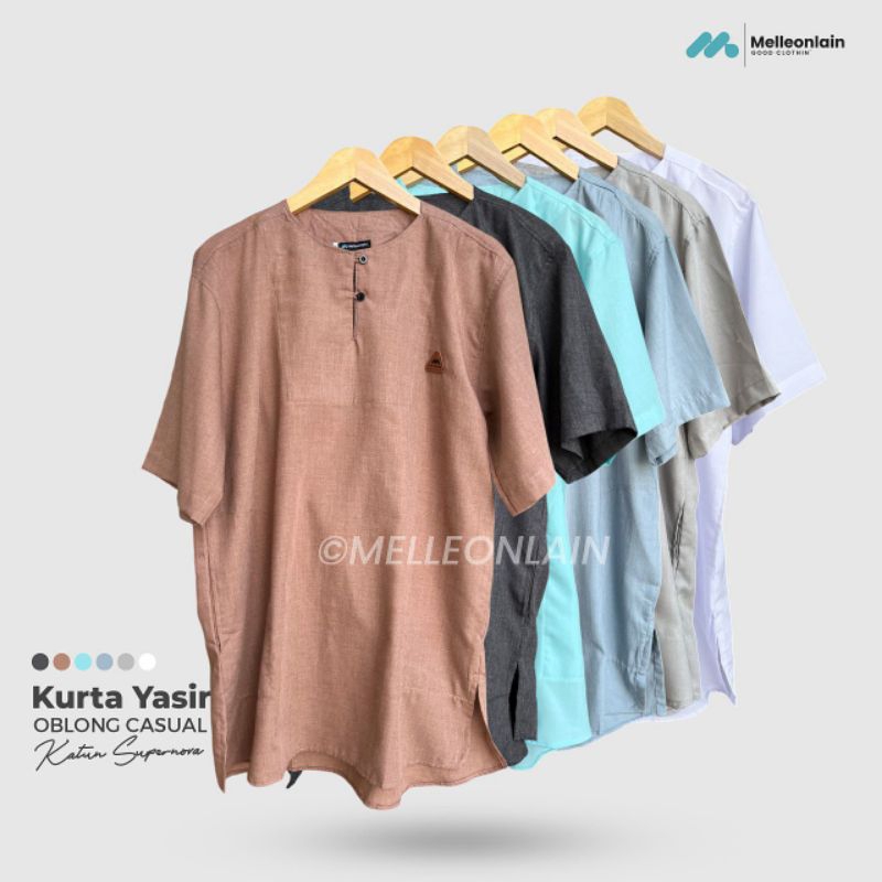 Baju Koko Kurta Yasir Muslim Premium Lengan Pendek Kerah Oblong Polos Murah