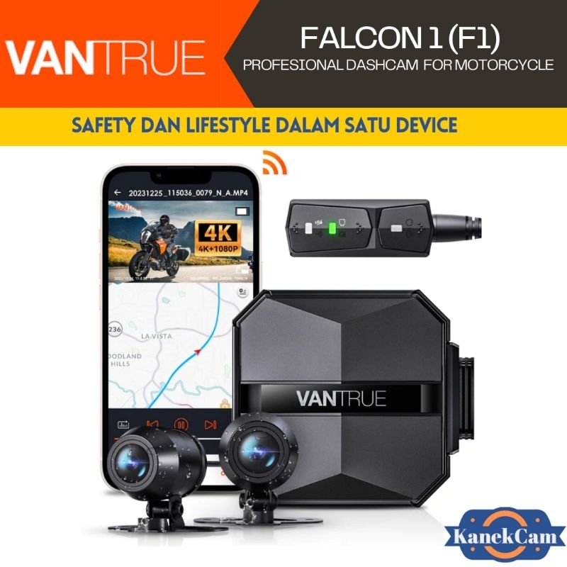 Dashcam Vantrue F1 Falcon1 Motorcycles Dashcam Motor 4K 2 Camera