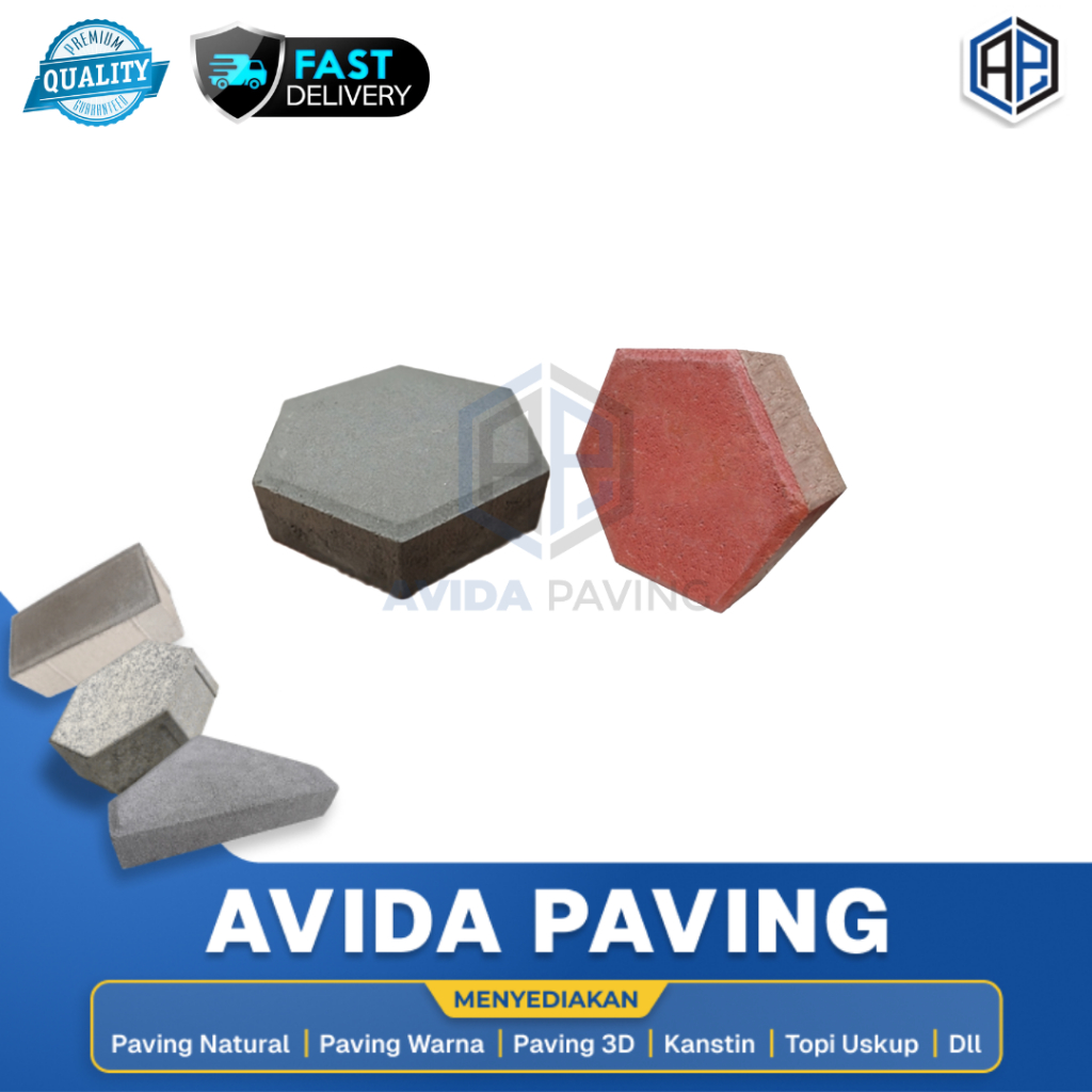 Paving Block Model Segi 6 / Hexagon Berkualitas Polos Natural dan Warna