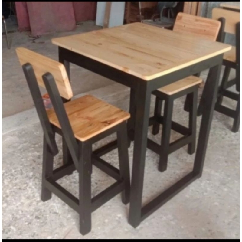 meja makan cafe restoo + 2 kursi sender