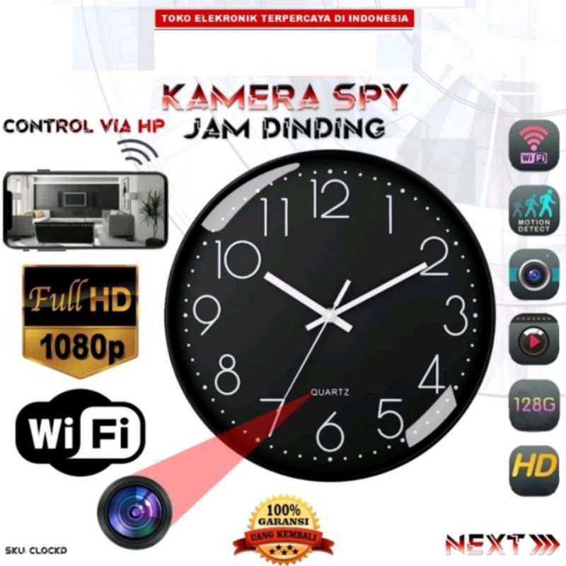 Camera Model jam Dinding Wireless CCTV WIFI Wall Clock 4K - Kamera Tersembunyi Wifi