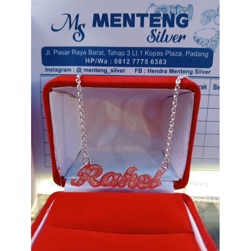 Kalung Perak Wanita Silver Asli 925 Lapis Emas Putih Liontin Oval - Kalung nama Wanita Anti Karat