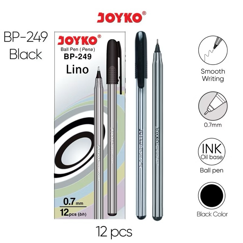 

Ball Pen / Pulpen / Pena Joyko BP-249 / 12 PCS / Lino / 0.7 mm Black 12pcs