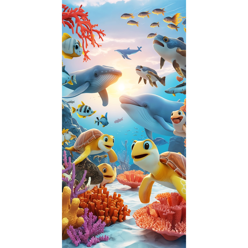 STIKER PINTU KAMAR MANDI, STIKER PINTU TOILET/WC MOTIF WALLPAPER IKAN