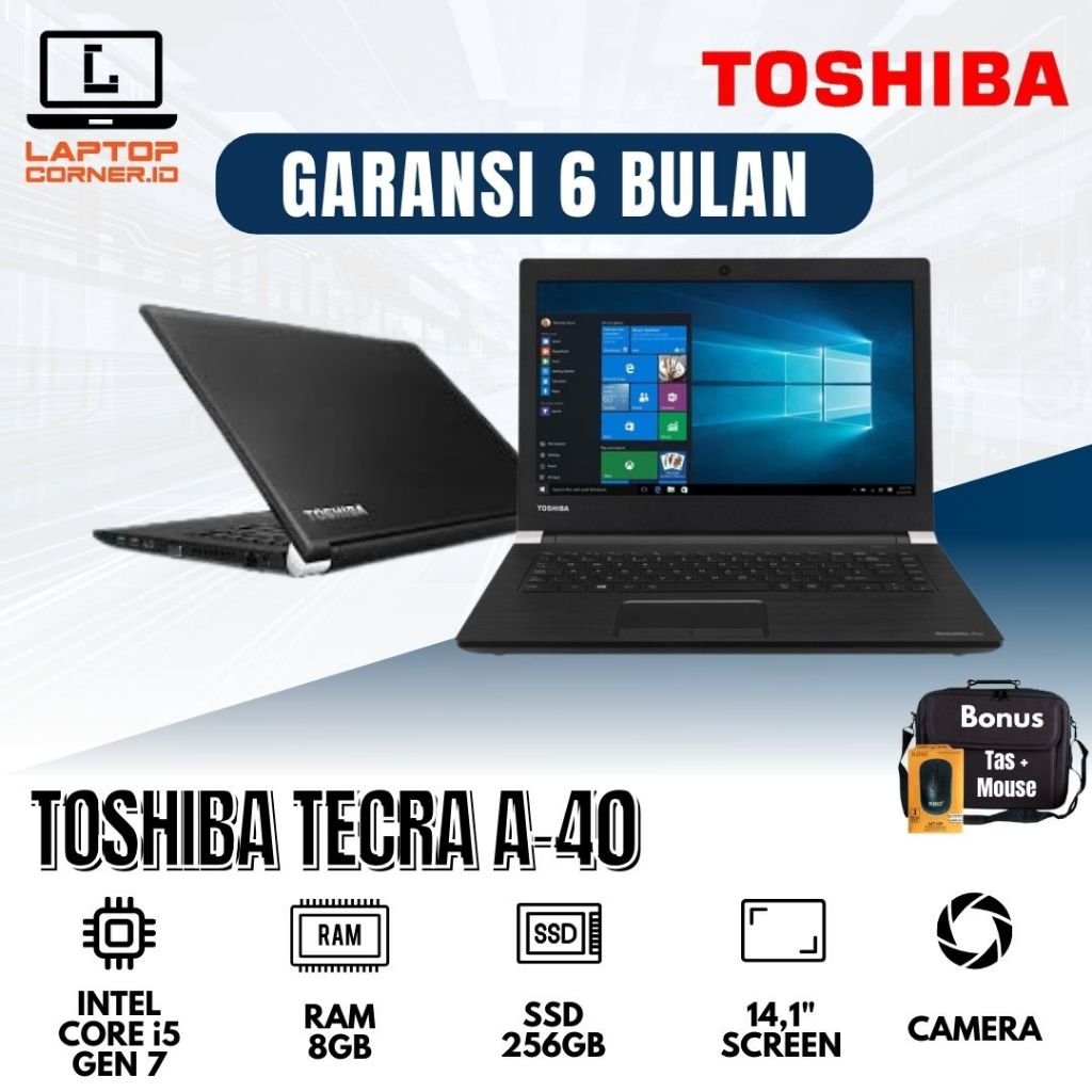Laptop Toshiba Tecra A-40 Core i5 Gen 7 RAM 8GB SSD 256GB Termurah dan Bergaransi