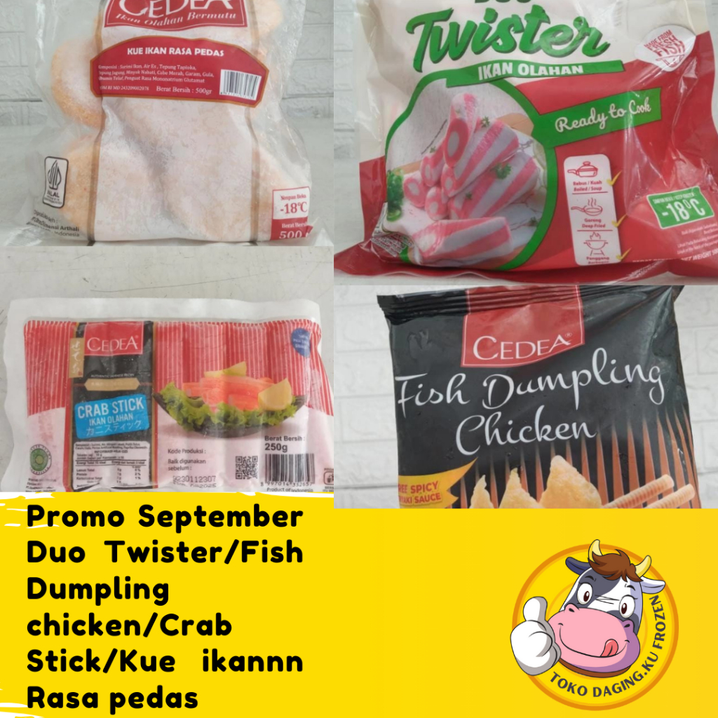 

PROMO SEPTEMBER CRAB STICK, DUO TWISTER | FISH DUMPLING | KUE IKAN PEDAS