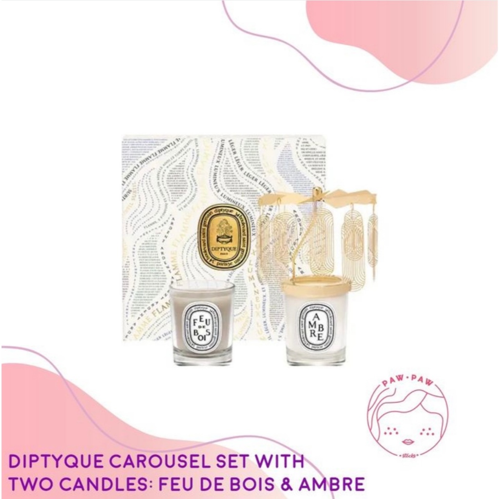 ppt-Diptyque Carousel Set With Two Candles: Amber and Wood Fire