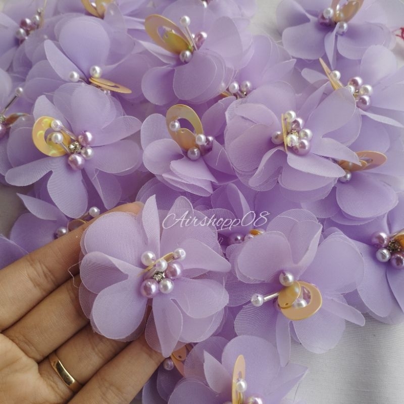 Aplikasi bunga 3D / bunga organza / aksesoris baju
