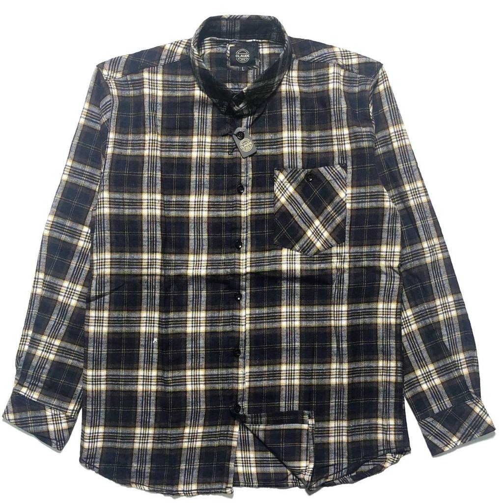 Styend Art - Kemeja Flanel Panjang Premium Navy Gold