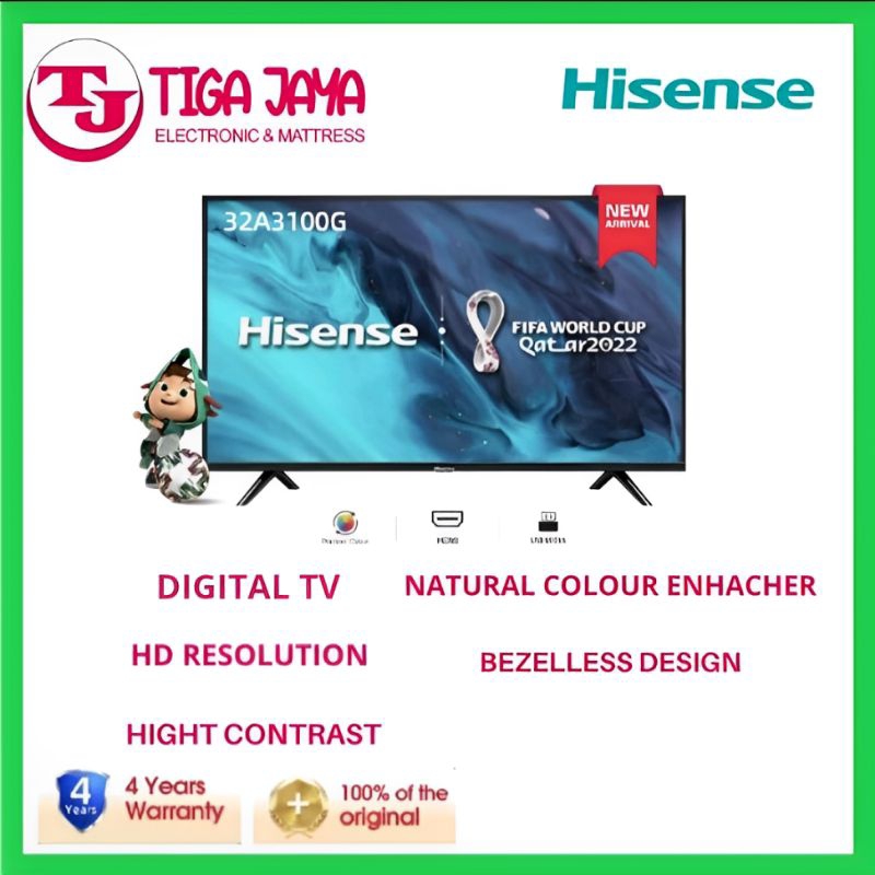 HISENSE 32A3100 LED TV 32 INCH DOLBY DIGITAL TV HD 32A3100D