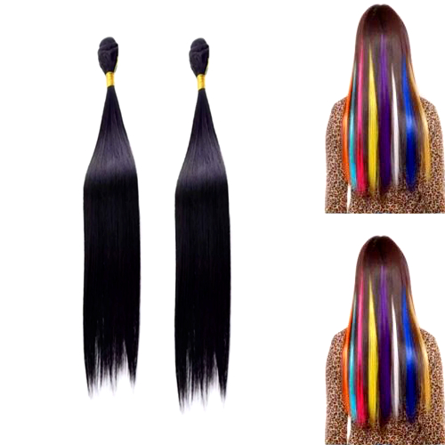 Rambut Sambung Palsu warna hitam / Rambut sambung Panjang 55cm / Rambut  palsu sambung