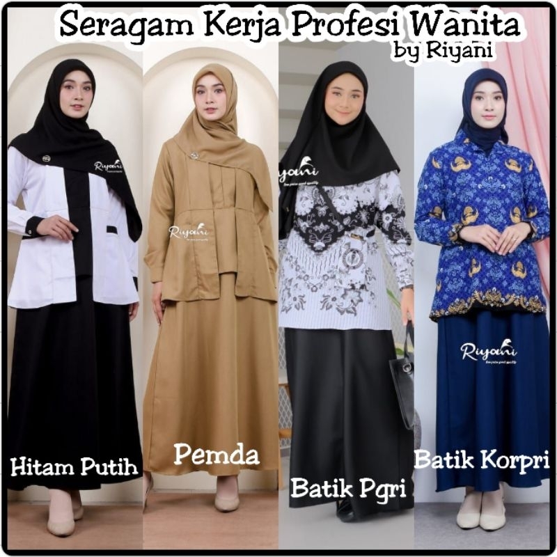 Seragam Profesi Gamis Pns Pemda Hitam Putih Korpri Pgri Abu Depag Original by Riyani