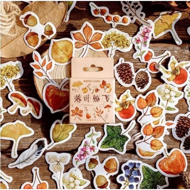 

Stiker dekor daun gugur 46pcs FALL LEAVES Deco Sticker Planner DIY scrapbook