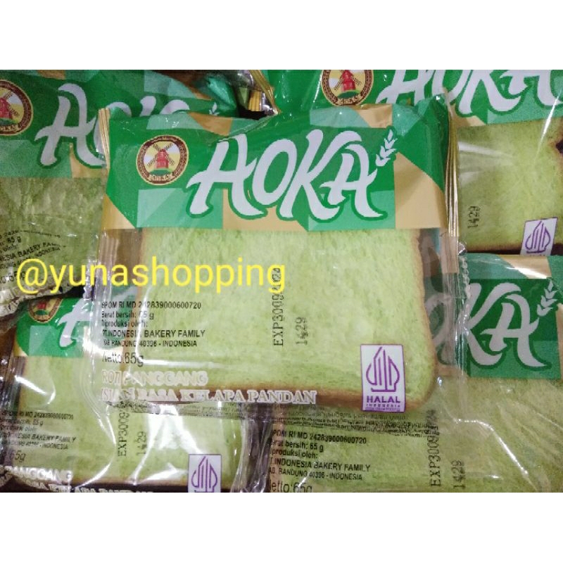 

Aoka roti panggang rasa kelapa pandan 65g