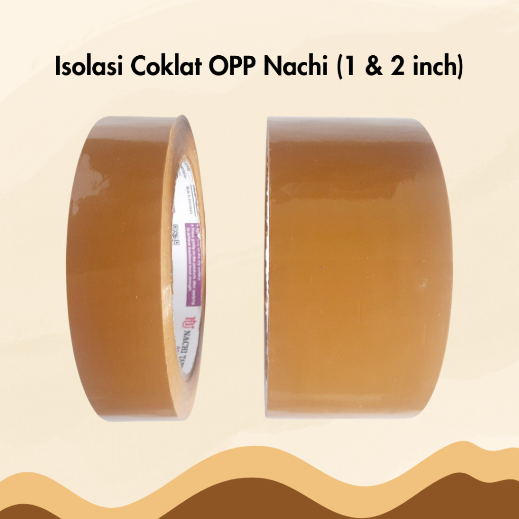 

Lakban Isolasi Selotip Tape OPP Nachi Coklat 1 inch 24mm / 2 inch 48mm