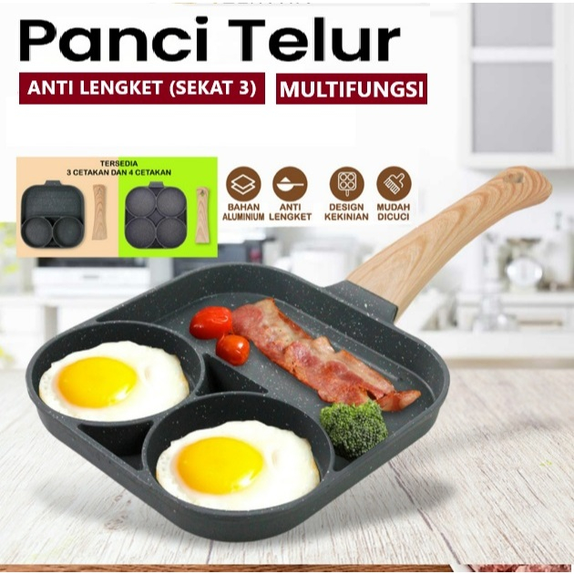 Panci Wajan Telur / Frying Pan Panci Omelette Sekat 3 Anti Lengket dan Karat