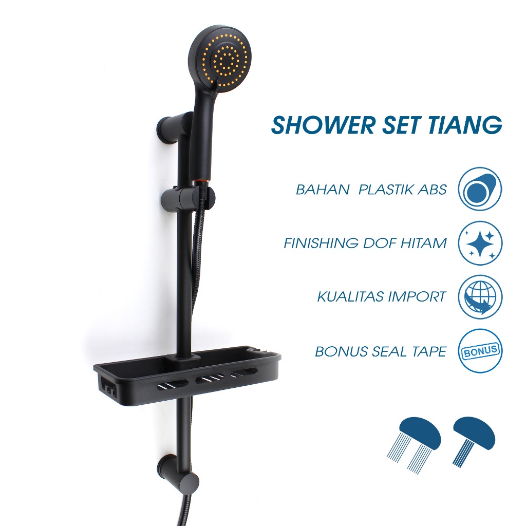 Shower Tiang Hitam - Hand Shower Set DOF - Gagang Shower - Sower Tiang - Gagang Sower - Shower Mandi