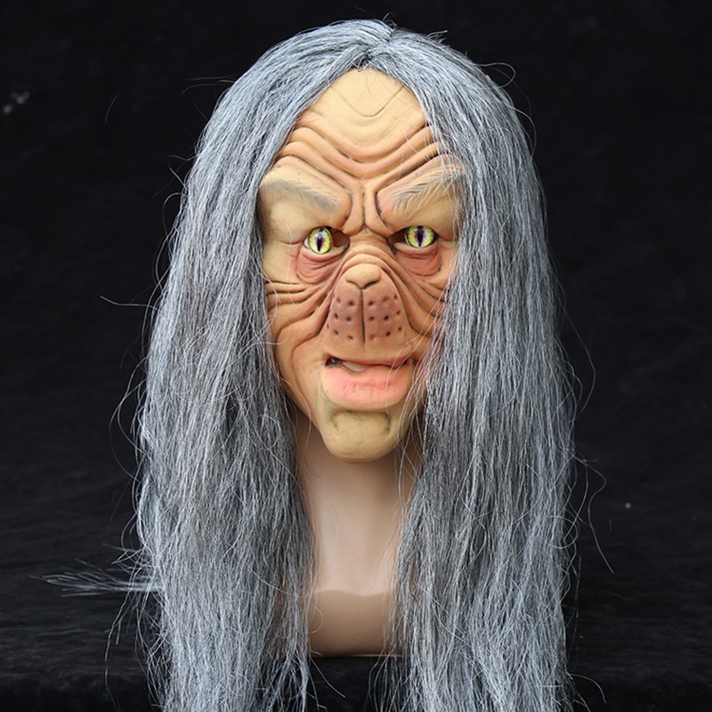 Topeng Horor Cosplay Wajah Kucing Wanita Tua