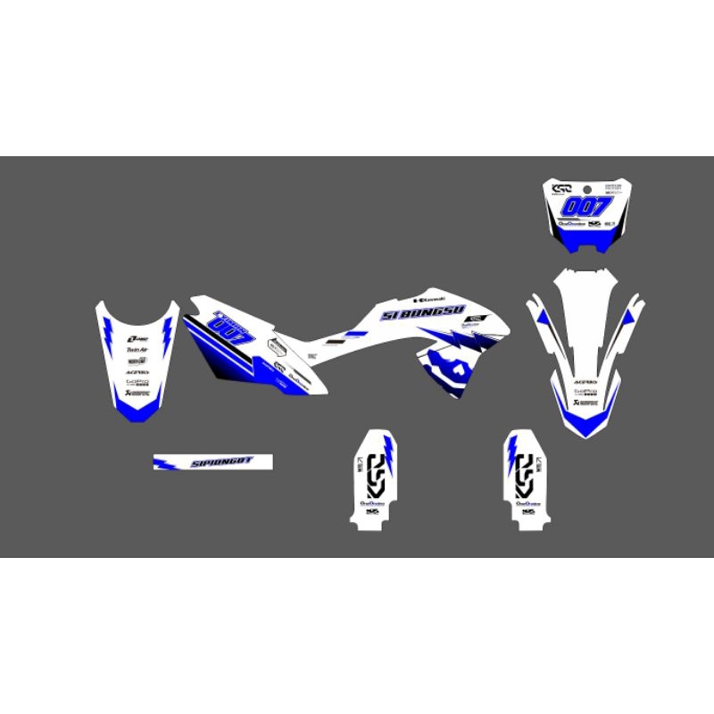 Stiker decal motor Klx Bf Putih biru Fullbody Bebas request