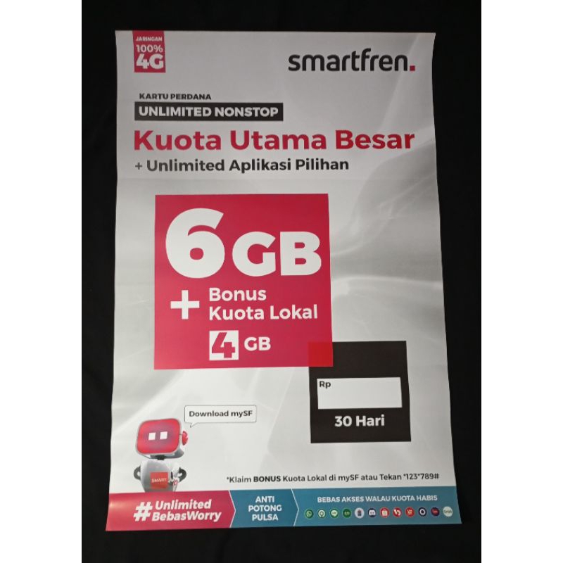 

STIKER SMARTFREN KUOTA 6+4GB/30 HARI