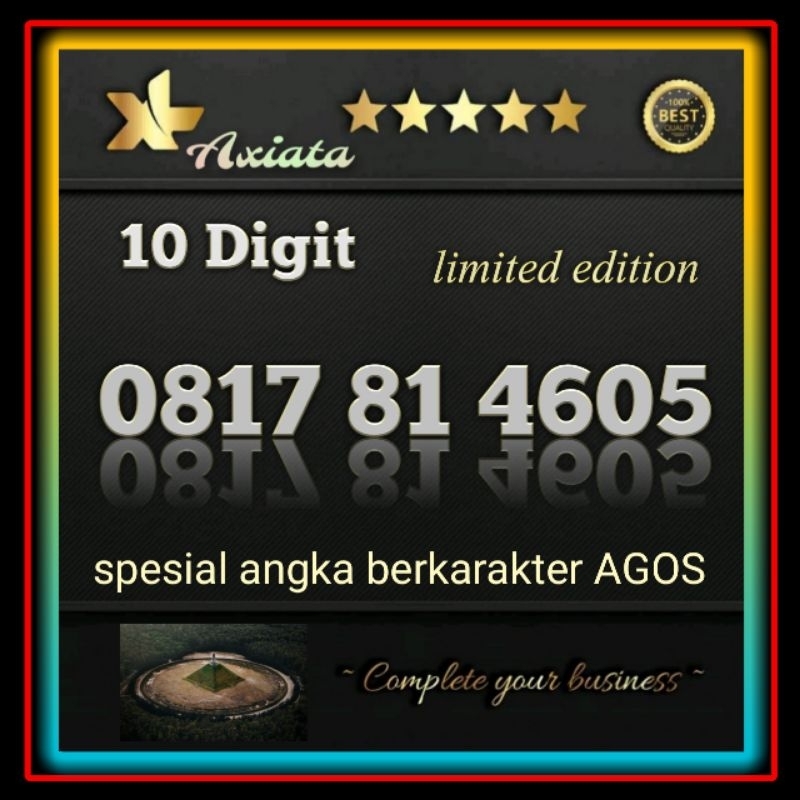 Nomor cantik exsclusive perdana spesial XL 10 Digit varian angka berkarakter limited edition AGOS