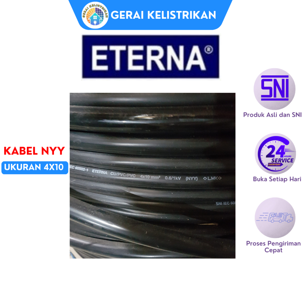Kabel Eterna NYY 4X10 mm 1 Meter