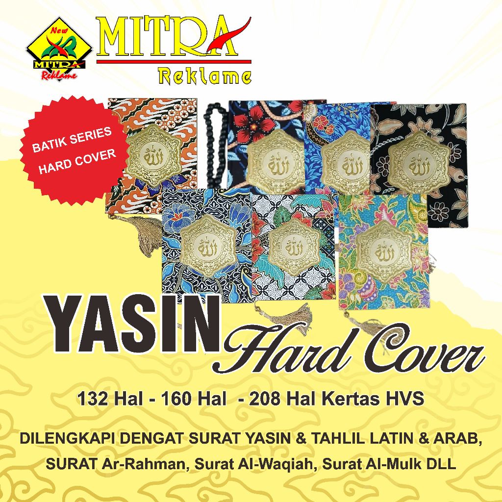 Buku Yasin Hardcover Costume Yasin Motif Batik 132 Halaman, 160 Halaman, 208 Halaman