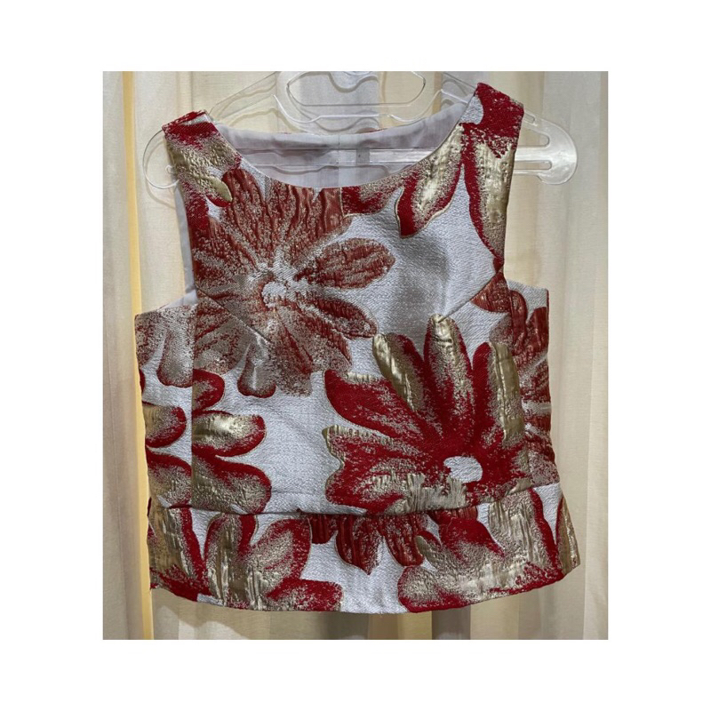 [preloved] Blouse jacquard merah mewah premium