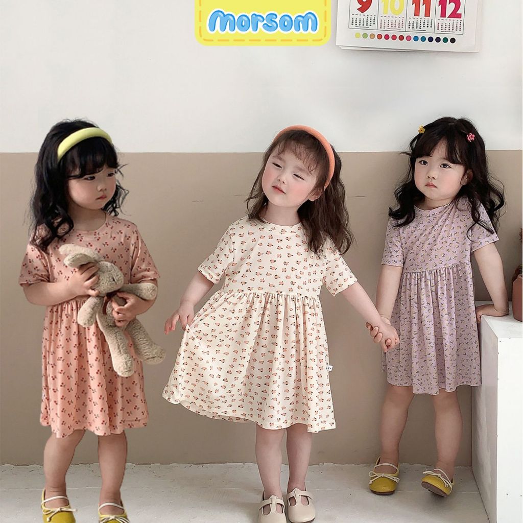 COD Baju Dress Pattern Anak Perempuan Korea 1 - 4 Tahun