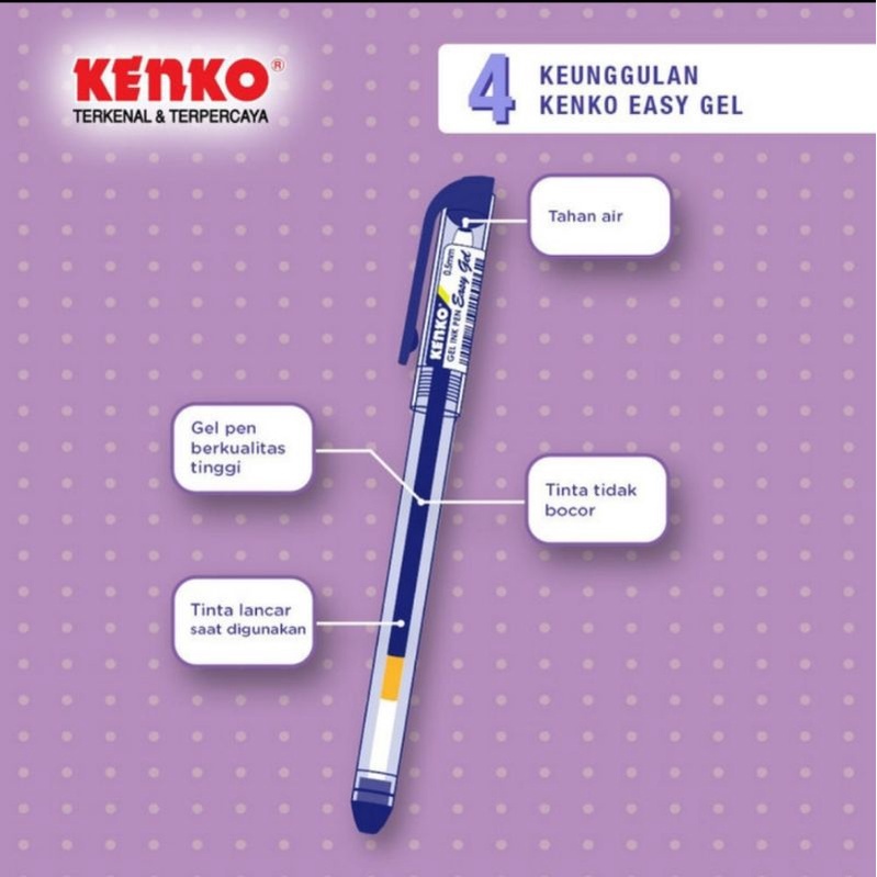 

KENKO Gel Pen/ Pulpen Jel / Pena Jel / Pen Tinta Gel Easy Gel 0.5 mm Warna Biru (1 Pcs)