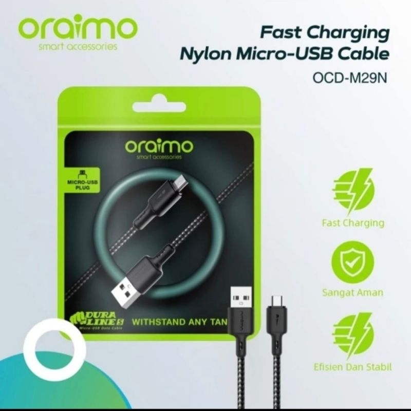 Kabel data OCD-M29N / kabel nilon 1.5m fast charging Micro Oraimo