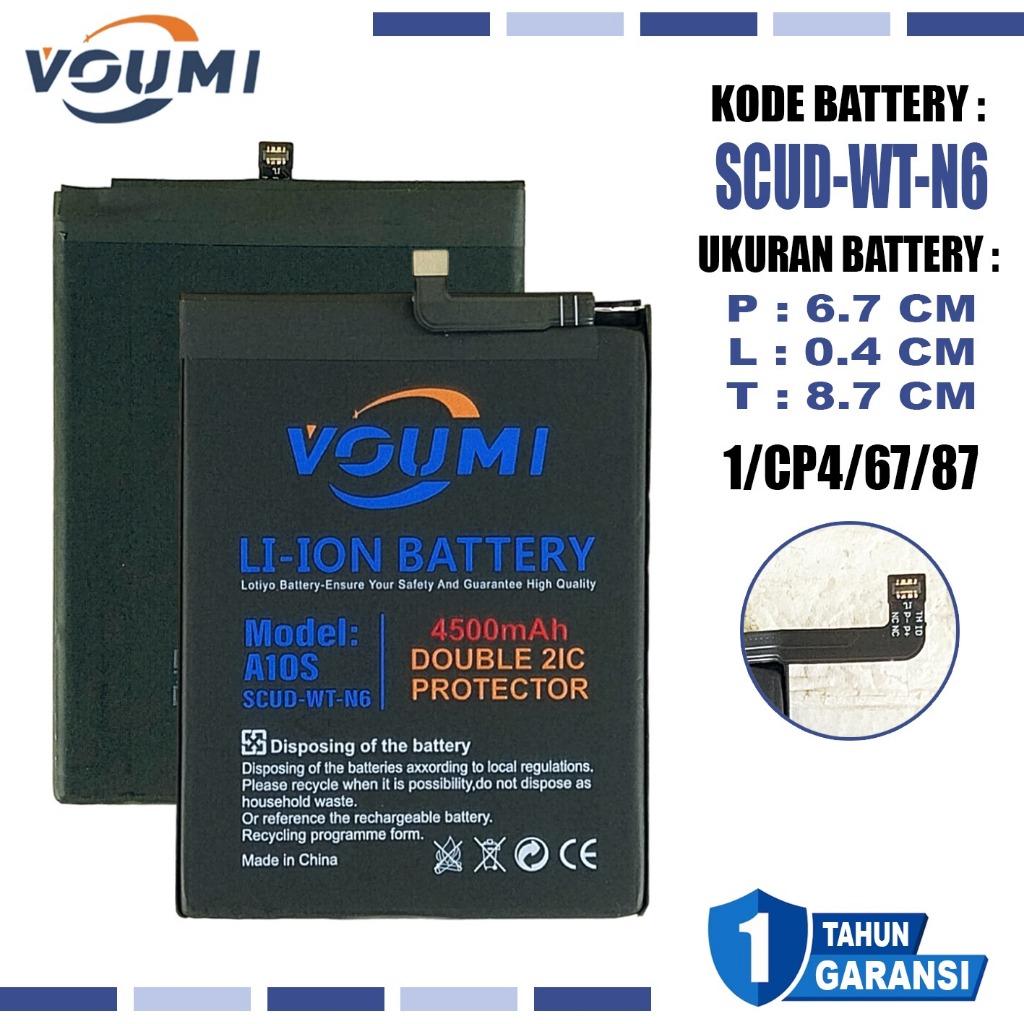 Baterai Battery VOUMI Double IC Power high Capacity SCUD-WT-N6 Compatible Hp Samsung Galaxy A10S / A
