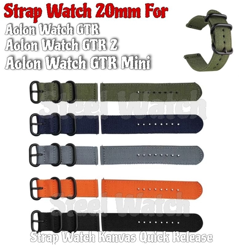 KV Tali Jam Kanvas 20mm Aolon Watch GTR / Aolon Watch GTR 2 / Aolon Watch GTR Mini Strap Quick relea