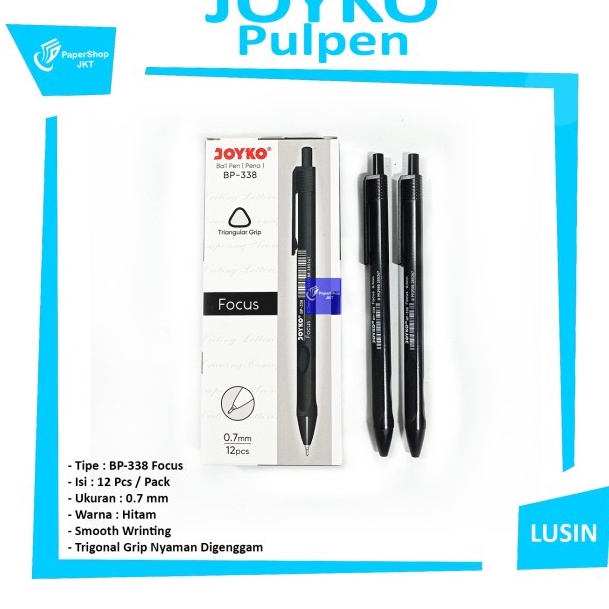 

MURAHMERIAH Pulpen Ballpen BP 338 Focus Black Hitam Lusin