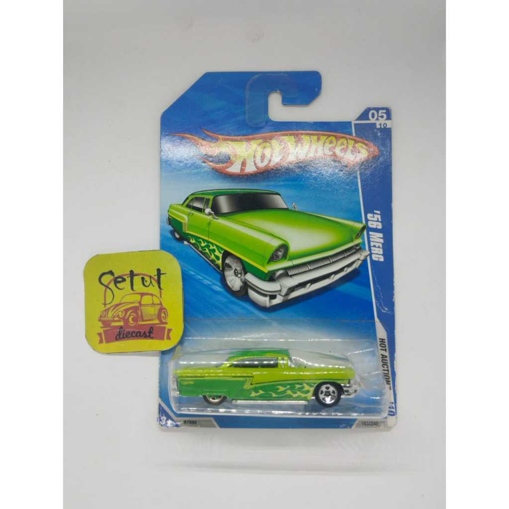 HOT WHEELS HOTWHEELS 56 MERC MERCURY HIJAU GREEN OPEN KAP HOOD BLUE CARD