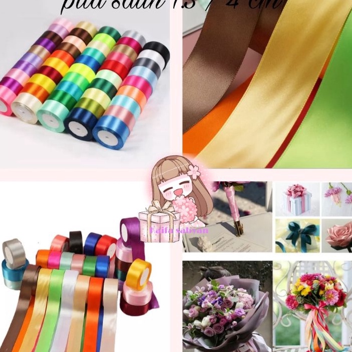 

MURMER PITA SATIN POLOS 15 INCH 4 CM PITA KADO 1 12 INCH HIASAN SOUVENIR 1 ROLL