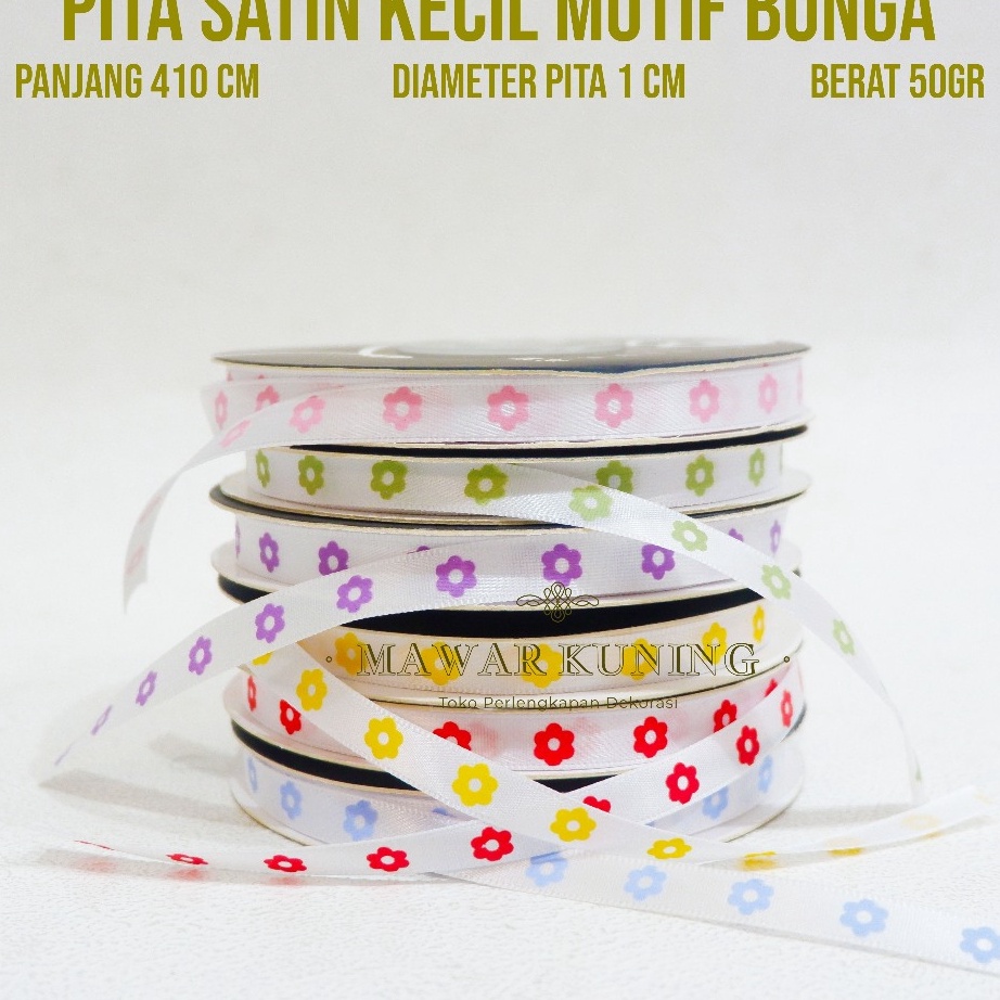 

SALE 1 CM X 41 M Pita Satin Kecil Motif Bunga Pita Kado