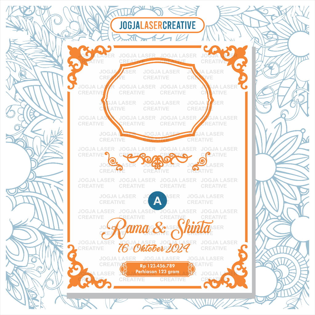 MAHAR ORNAMENT FRAME SUDUT NAMA BAHAN AKRILIK