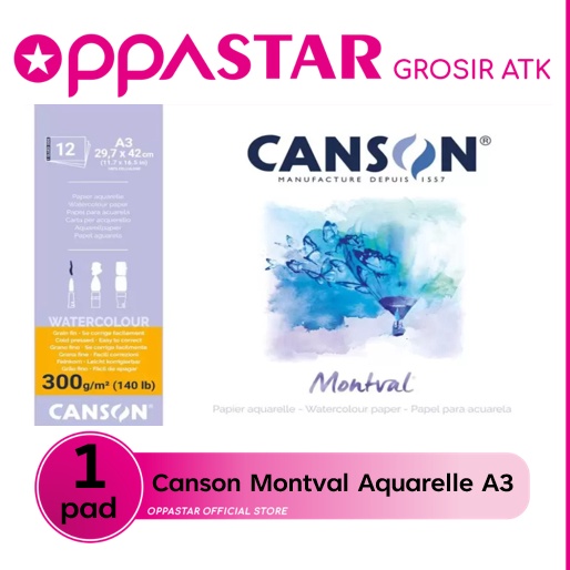 

MURAH Canson Montval relle A3 3g 297x42 Kertas Gambar Watercolor 28732