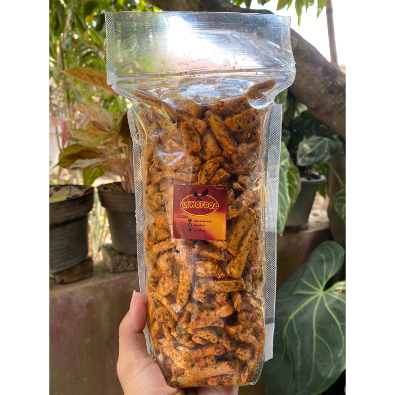 

Basreng Atwofood pedas daun jeruk 500 gram termurah