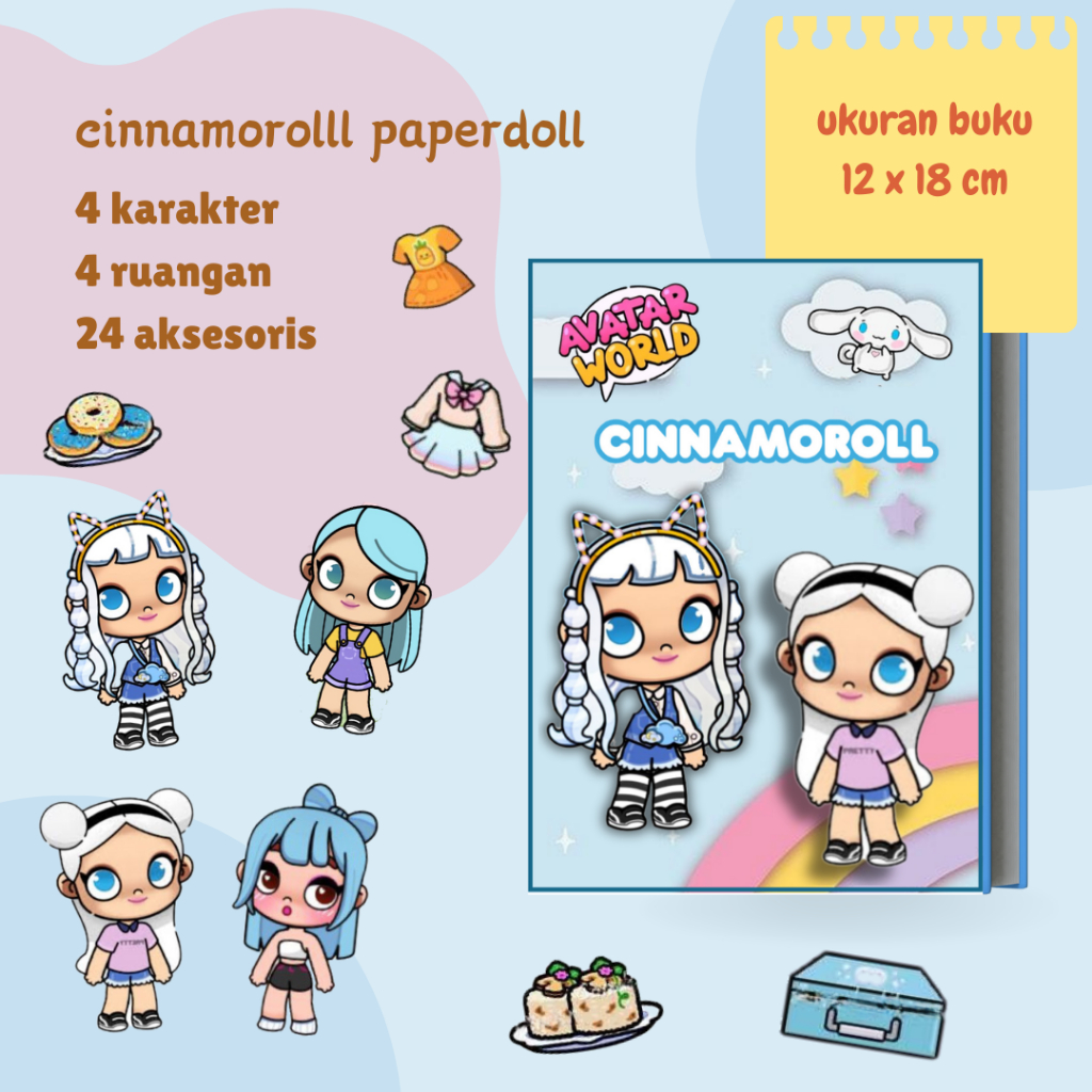 Cinnamoroll Avatar World Paper Doll House Sanrio Busy Book Kuromi Cinnamoroll Hello Kitty