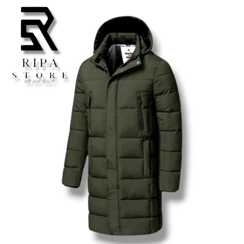 Jaket Winter Jubah Pria Panjang Long Coat Korea Tebal  Musim Dingin Slim-fitting Semi Kancing Nyaman