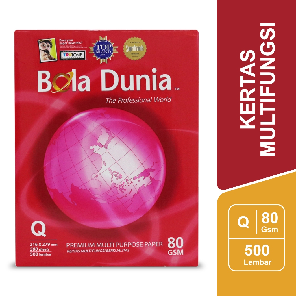 

Bola Dunia Kertas Print / Fotocopy HVS 80 GSM Q per RIM - BDA PC 80