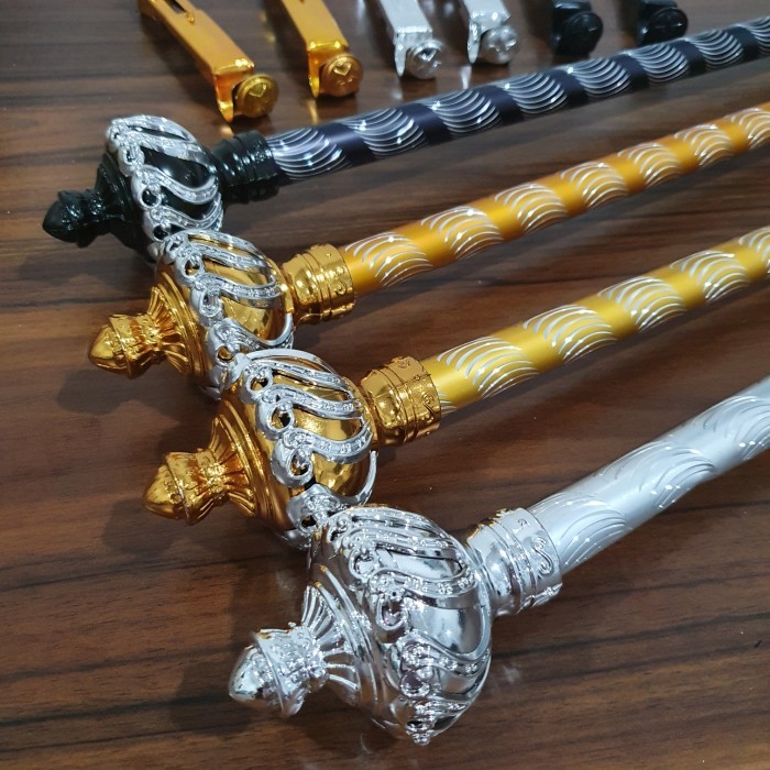 Besi Gorden Batang Gorden Full Set Pipa Aluminium Model Kristal Garis Polos Tutup Prinses