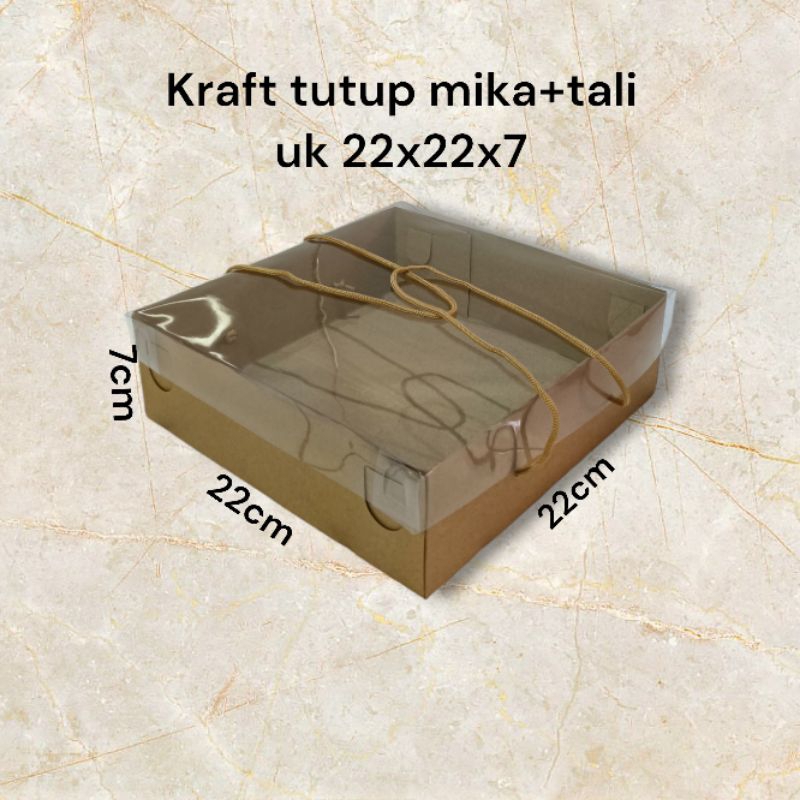

Kraft tutup mika+tali uk 22x22x7 (isi 50pcs)