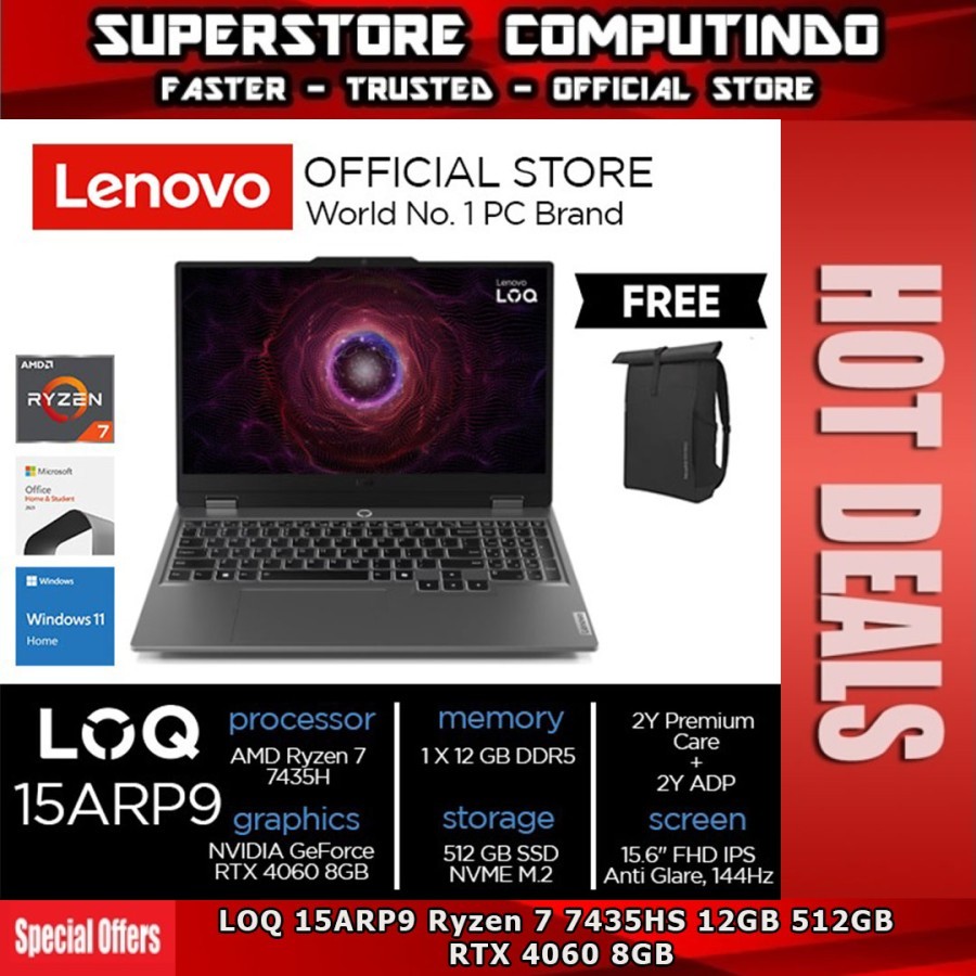 Lenovo LOQ 15ARP9 Ryzen 7 7435HS 12GB 512GB RTX 4060 8GB