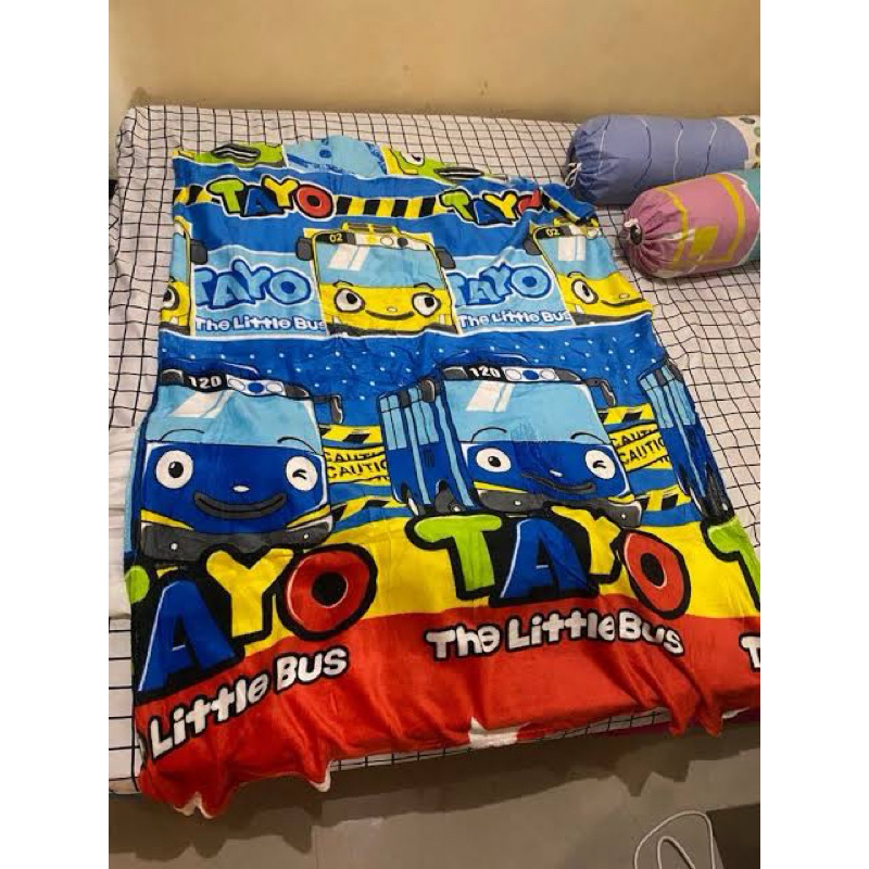 UKURAN JUMBO selimut bulu karakter anak TAYO uk 140x190