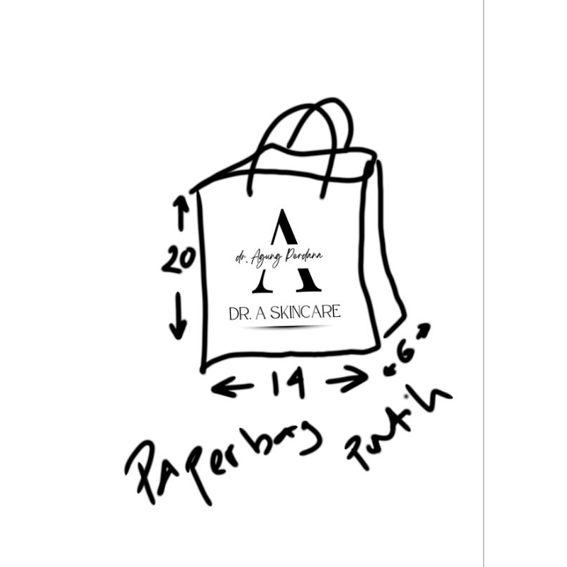 

paperbag 14 x 6 x 20 putih sablon